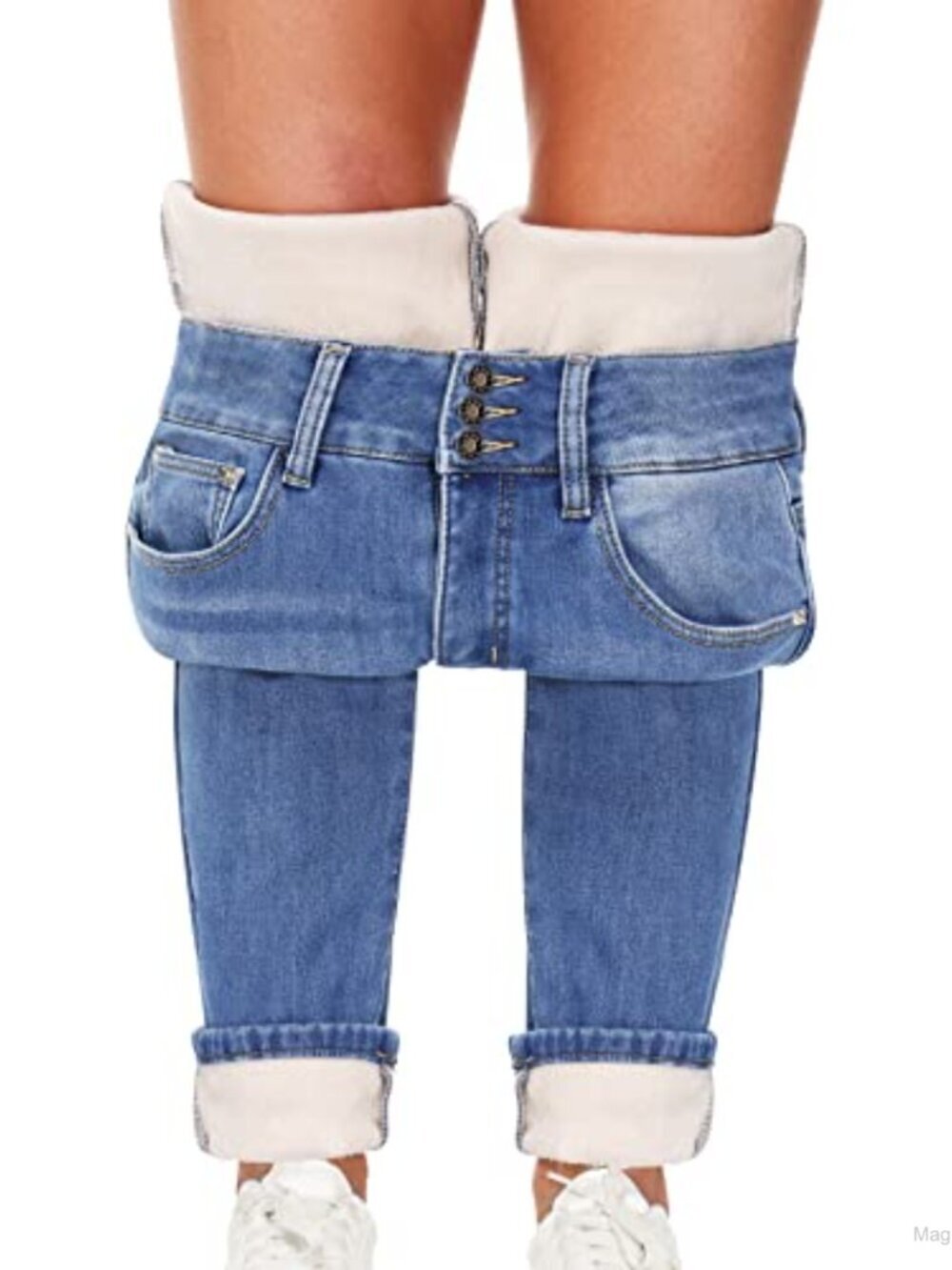 Fleece Lined Jeans Women High Rise Skinny Thermal Winter Warm Pants